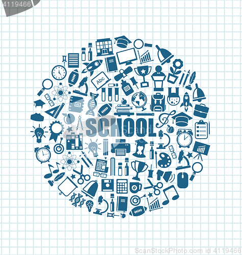 Image of Set of School Icons, Back to School Objects
