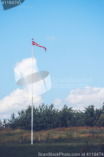 Image of Pennant in danish colors on a lawn