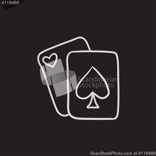 Image of Playing cards sketch icon.