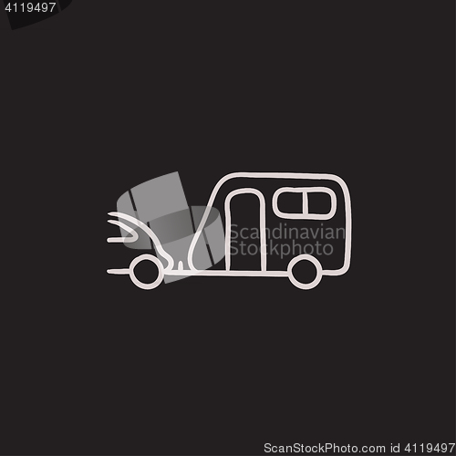 Image of Car with caravan sketch icon.