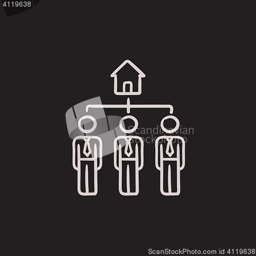 Image of Three real estate agents sketch icon.
