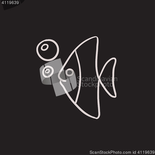 Image of Fish under water sketch icon.