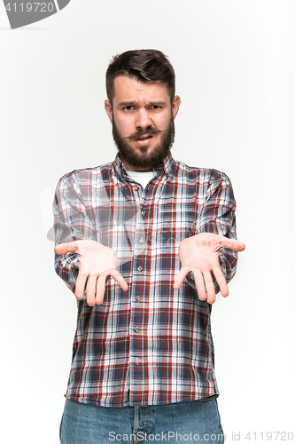 Image of Man is looking pouter. Over white background