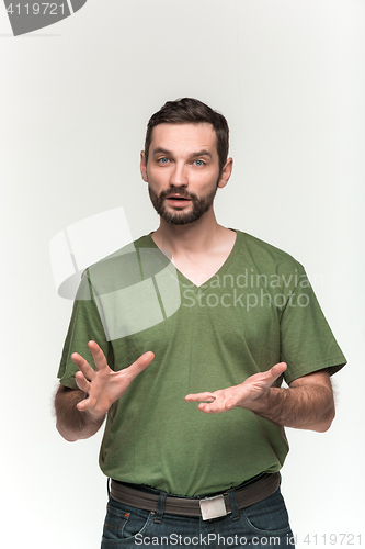 Image of Man is looking pouter. Over white background