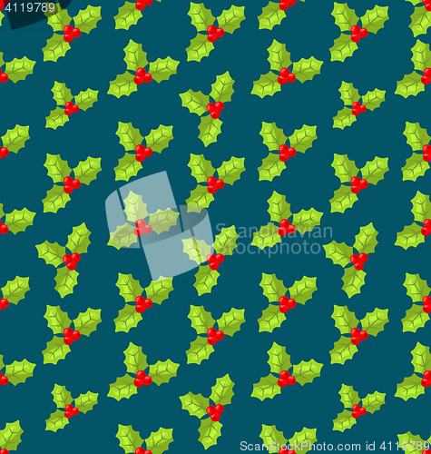 Image of Seamless Christmas pattern holly barry