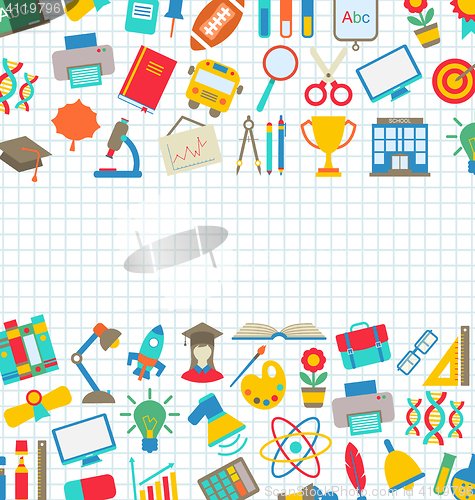 Image of Collection of School Colorful Icons, Wallpaper for School