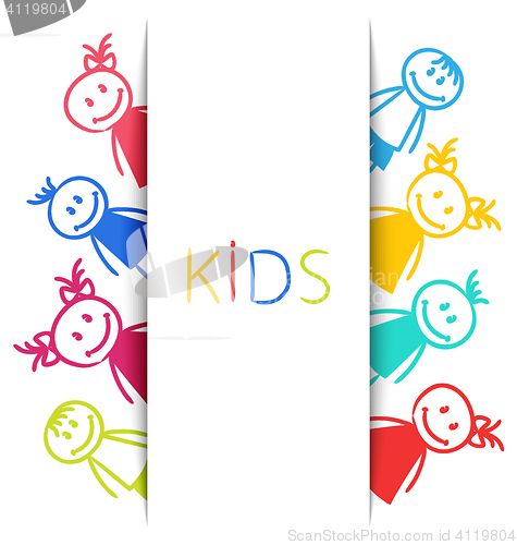 Image of Cartoon Colorful Children, Sketch Style