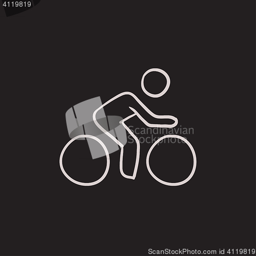 Image of Man riding  bike sketch icon.