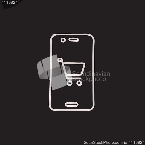 Image of Online shopping sketch icon.