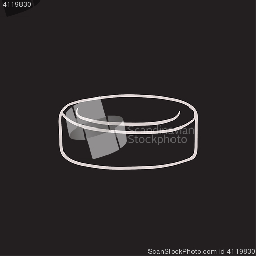 Image of Hockey puck sketch icon.