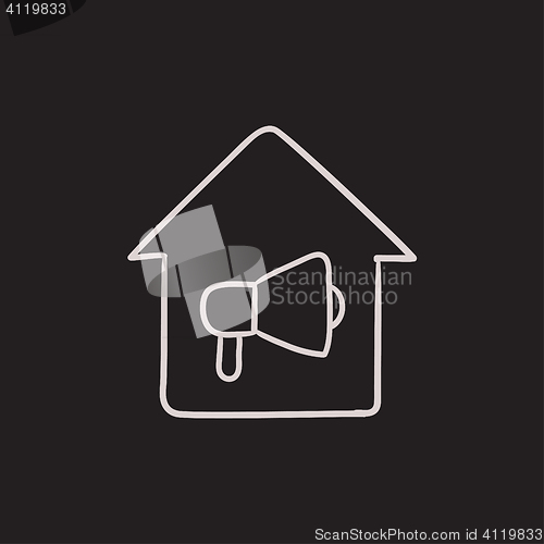 Image of House fire alarm sketch icon.