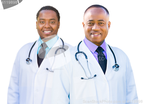 Image of Two frican American Male Doctors Isolated on a White Background