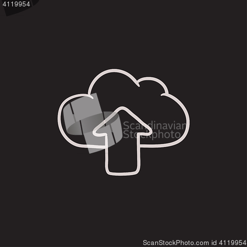 Image of Cloud with arrow up sketch icon.