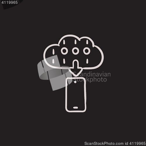 Image of Cloud computing sketch icon.