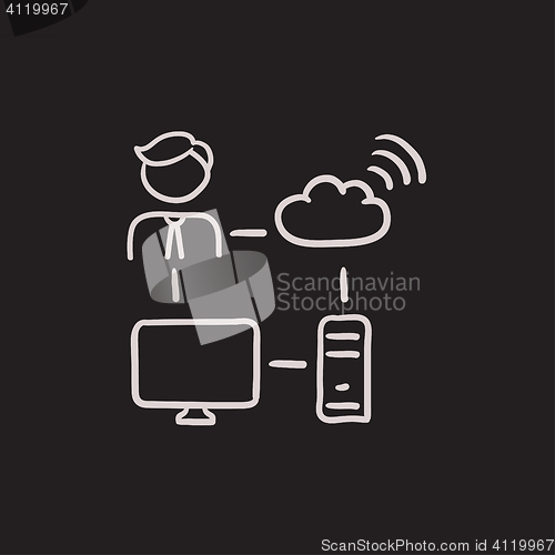 Image of Cloud computing sketch icon.