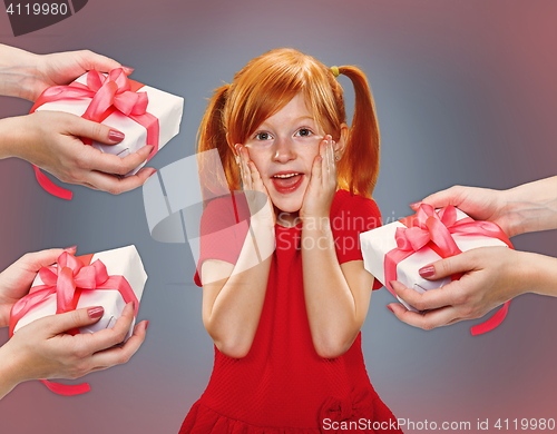 Image of Beautiful portrait of a surprised little girl 