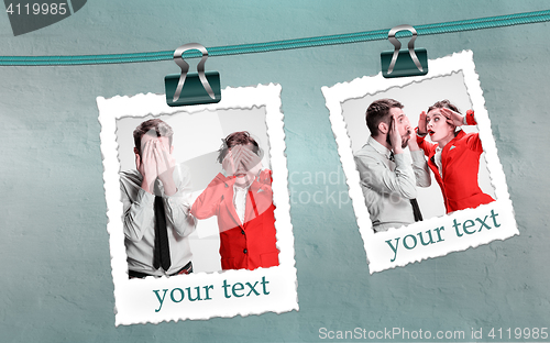 Image of The young couple with different emotions during conflict