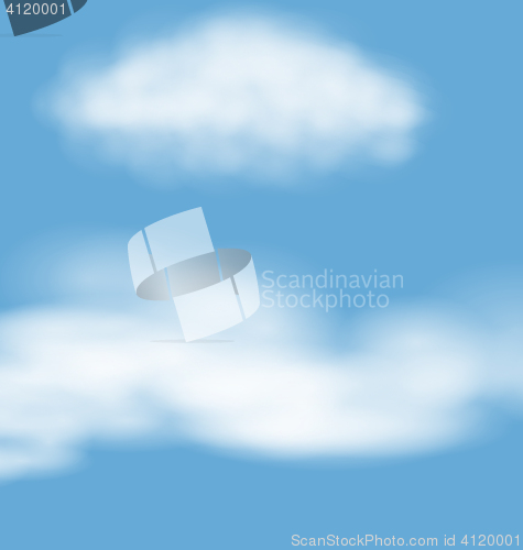 Image of Landscape atmosphere fluffy white clouds blue sky nature backgro