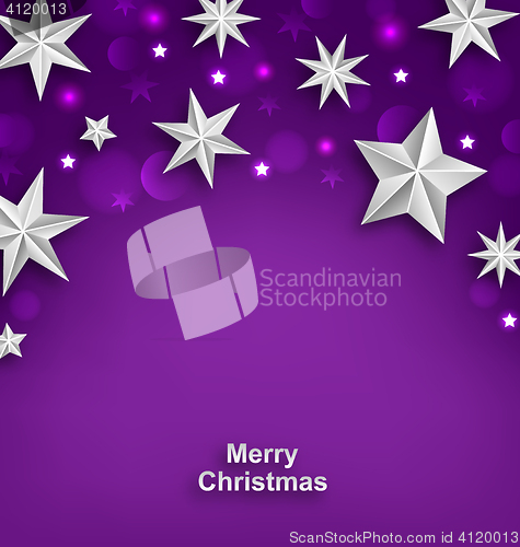Image of Purple Abstract Celebration Background with Silver Stars