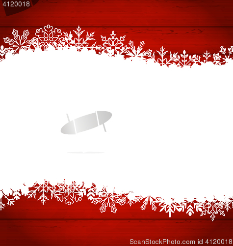 Image of Christmas frame made of snowflakes with copy space for your text