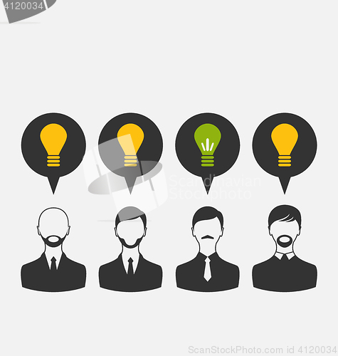 Image of Business people with light bulbs as a concept of new ideas