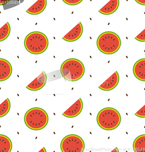 Image of Seamless Pattern with Slices and Seeds Of Watermelon