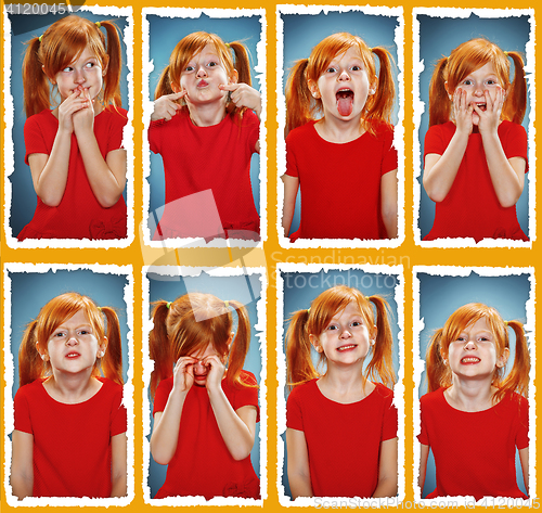 Image of The collage of girl with different emotions