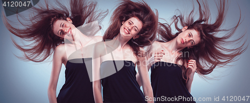 Image of Set of young woman\'s portraits with different emotions