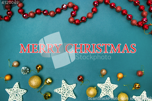 Image of The Christmas decorations on blue background