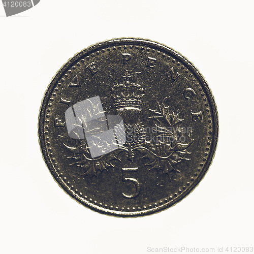 Image of Vintage Five pence coin