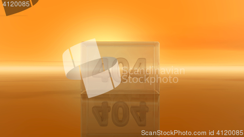 Image of number 404 in glass cube - 3d illustration