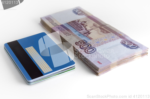 Image of Bundle of money and bundle of card