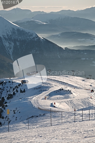 Image of Skiing slopes from the top