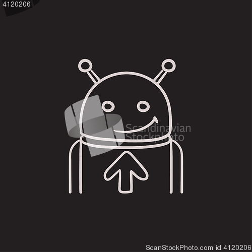 Image of Robot with arrow up sketch icon.