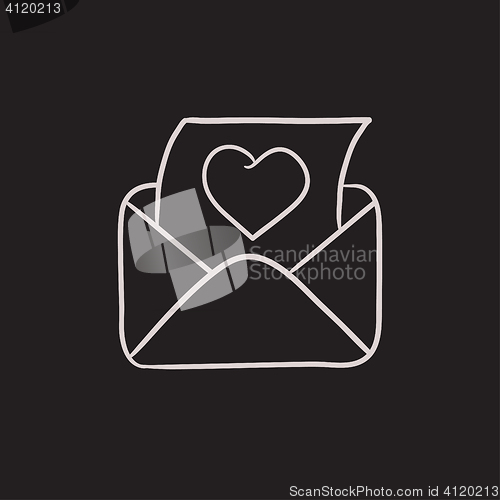 Image of Envelope mail with heart sketch icon.