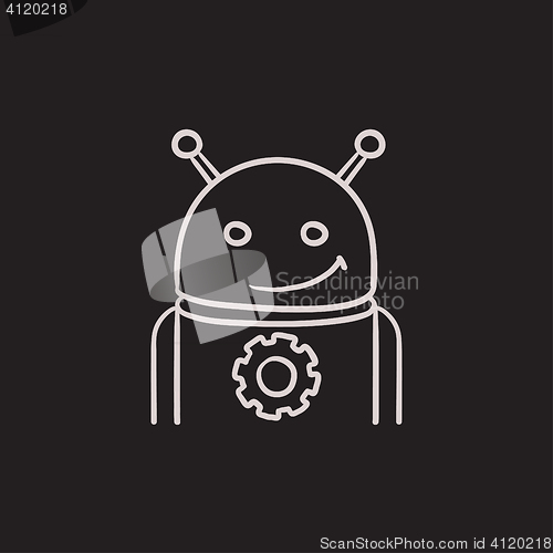 Image of Robot with gear sketch icon.