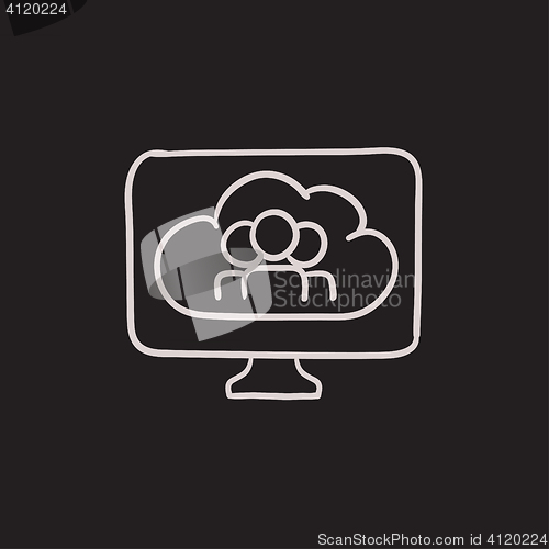 Image of Cloud computing sketch icon.