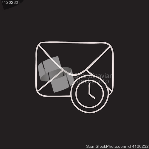 Image of Envelope mail with clock sketch icon.