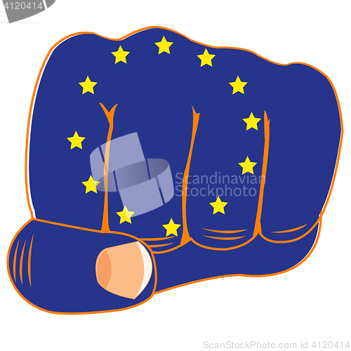 Image of Flag of the europe on fist