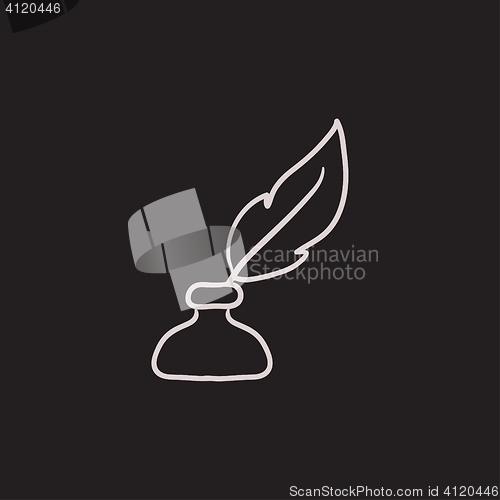 Image of Feather in inkwell sketch icon.