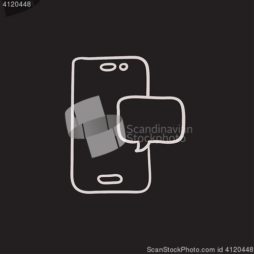 Image of Touch screen phone with message sketch icon.