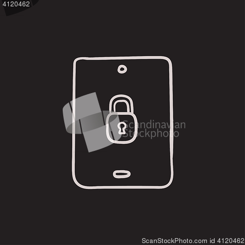 Image of Digital tablet security sketch icon.