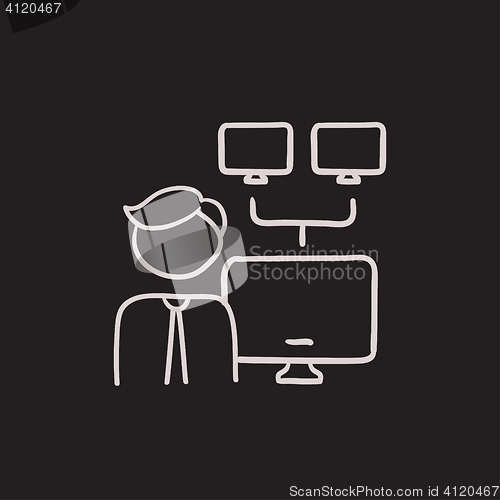 Image of Network administrator sketch icon.