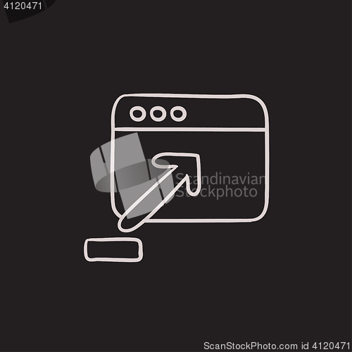 Image of Browser window with upload sign sketch icon.