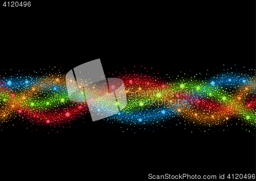 Image of glittering stars and trail of sparkling particles