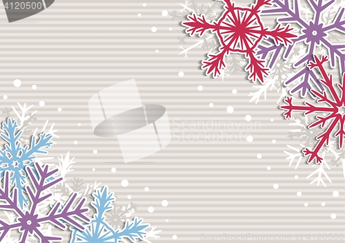 Image of christmas illustration with stripes and snowflakes