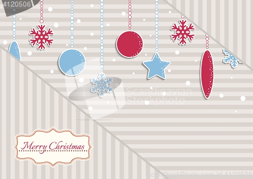 Image of christmas illustration with stripes and snowflakes