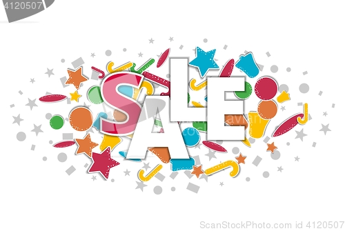 Image of sale banner with color christmas ornaments