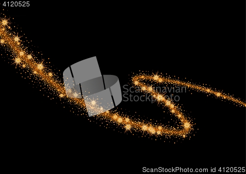 Image of glittering stars and trail of sparkling particles