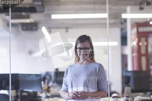 Image of portrait of casual business woman at office